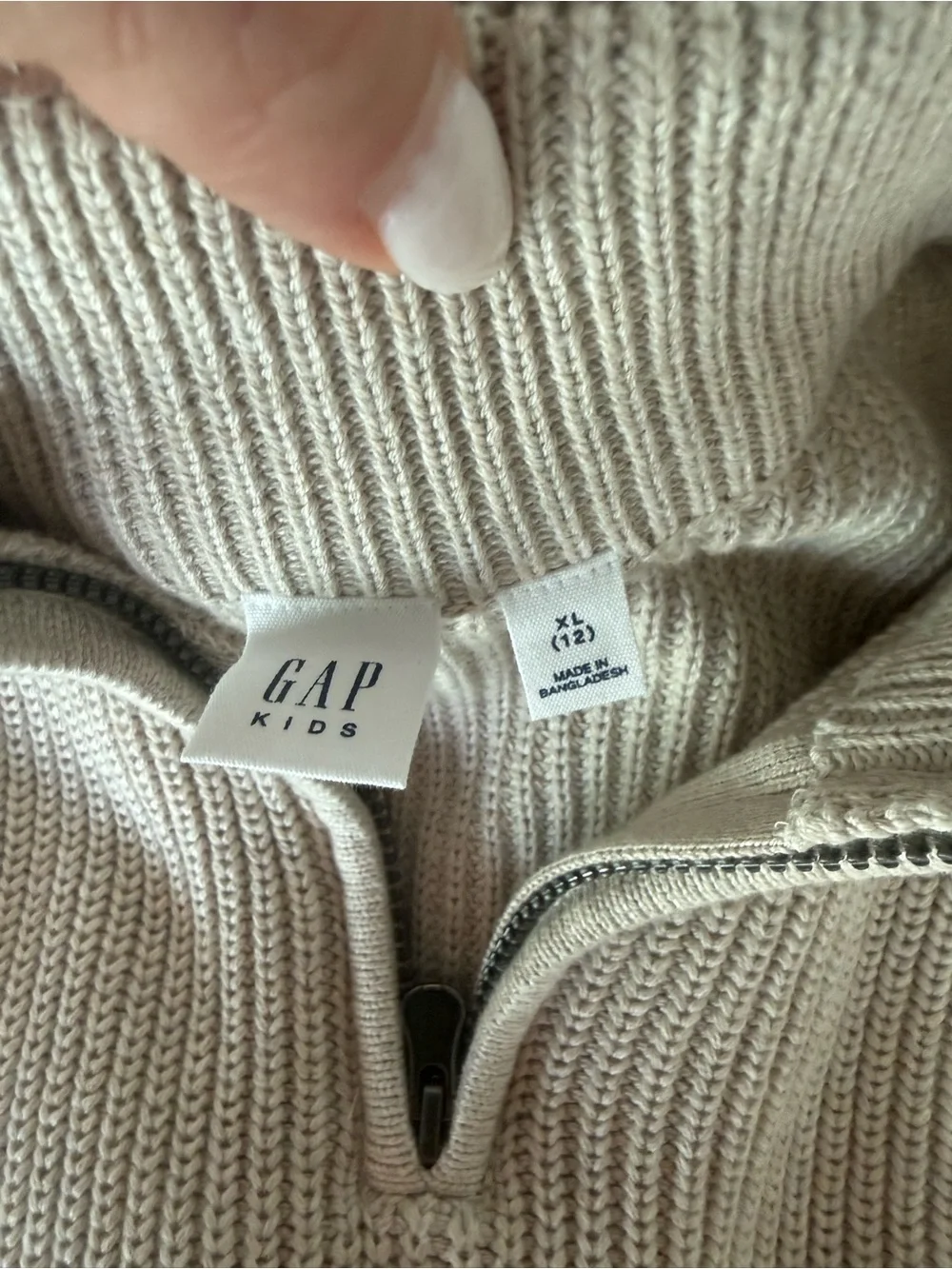 Boys Gap Half-Zip Sweater in Light Beige Size XL